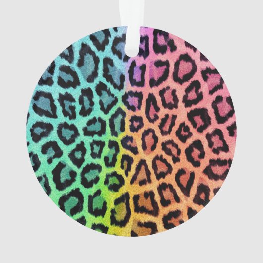 Regenbogen-Leopard-Druck-Weihnachtsverzierung Ornament (Rückseite)