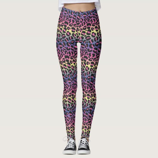 Regenbogen-Leopard Leggings (Vorderseite)