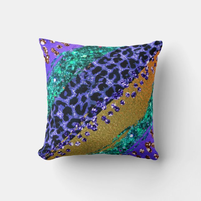 *~* Regenbogen - Leopard Muster Gold Foil Kissen (Vorderseite)