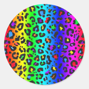 Regenbogen-Leopard Runder Aufkleber
