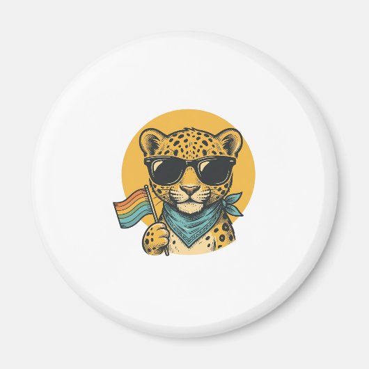 Regenbogen-Leopard-Stolzflagge Vintage-Vektordesig Magnet (Vorne)