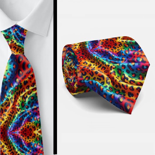 Regenbogen-Leoparden-Druck Krawatte