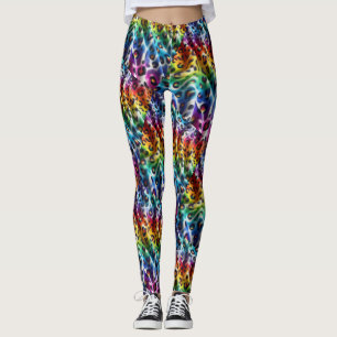 Regenbogen-Leoparden-Druck Leggings Kräftige Far