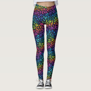 Regenbogen-Leoparden-Druck Leggings Kräftige Far