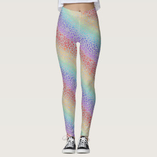 Regenbogen-Leoparden-Druck Leggings Kräftige Far