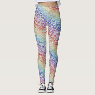 Regenbogen-Leoparden-Druck Leggings Kräftige Far