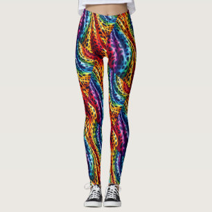 Regenbogen-Leoparden-Druck Leggings Kräftige Far