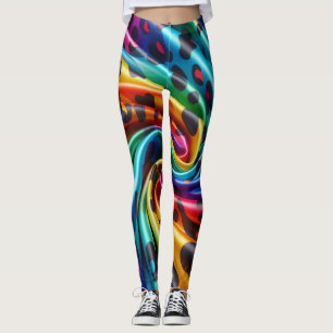 Regenbogen-Leoparden-Druck Leggings Kräftige Far