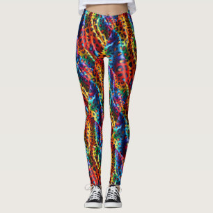 Regenbogen-Leoparden-Druck-Leggings Kräftige Far Leggings