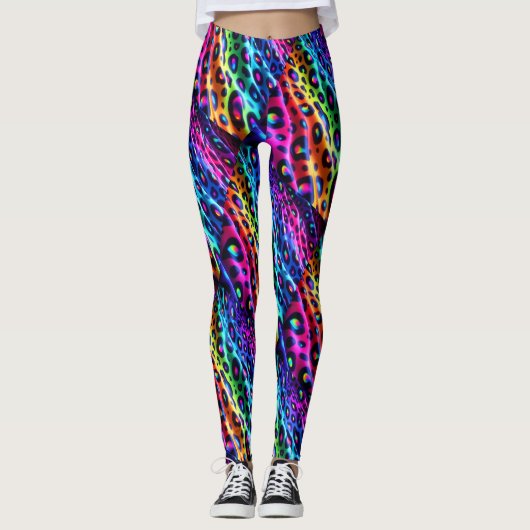 Regenbogen-Leoparden-Druck Leggings | Psychedelisc (Vorderseite)