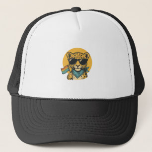 Regenbogen-Leoparden-Stolzflagge Vintage-Vektordes Truckerkappe