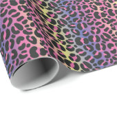 Regenbogen-Leoparden-Tierdruck-Muster Geschenkpapier (Rolleneckpunkt)