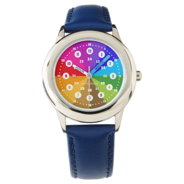 Regenbogen Lernuhr Armbanduhr 12 Stunden Anzeige (Vorderseite)