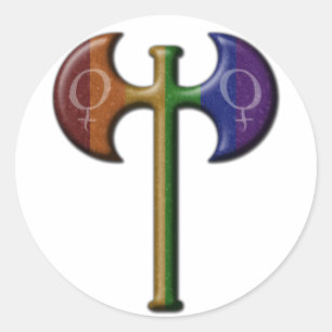 Regenbogen-lesbischer Stolz Labrys Runder Aufkleber