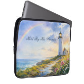 Regenbogen-Leuchtturm Küsten-Wasserfarbe Laptopschutzhülle (Vorne Rechts)