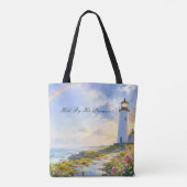 Regenbogen-Leuchtturm Küsten-Wasserfarbe Tasche (Rückseite)