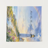 Regenbogen-Leuchtturm Küsten-Wasserfarbe Wandteppich (Vorderseite (Horizontal))