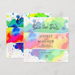Regenbogen LGBT Schwul Lesbisch Aquarell Save the  Date