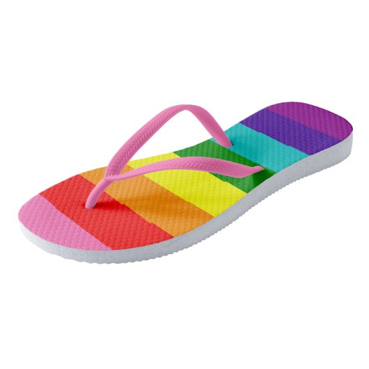 Regenbogen LGBT Schwulenflagge Erwachsene Flip Flo Badesandalen (Schrägansicht)