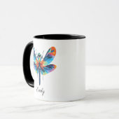 Regenbogen Libelle Personalisierter Name Tasse (Vorderseite Links)