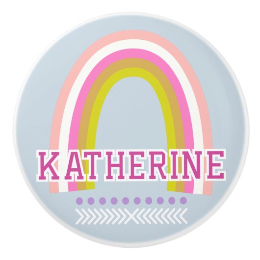Regenbogen Lichtblau Keramikknauf (Vorderseite)