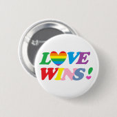 Regenbogen Liebe Gewinnt Herz LGBT Button (Vorne & Hinten)