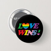 Regenbogen Liebe Gewinnt Herz LGBT Button (Vorne & Hinten)
