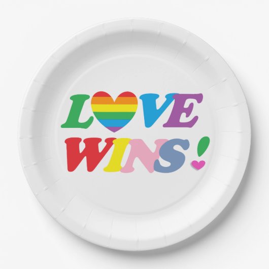 Regenbogen Liebe Gewinnt Pappteller LGBT (Vorderseite)