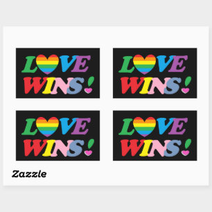 Regenbogen Liebe Gewinnt Pride Herz LGBT Rechteckiger Aufkleber