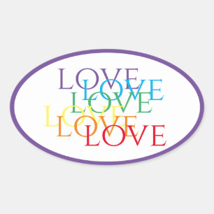 REGENBOGEN LIEBE Oval Aufkleber / Lila