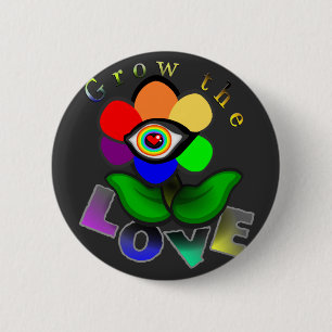 Regenbogen-Liebes-Augen-Blume Button