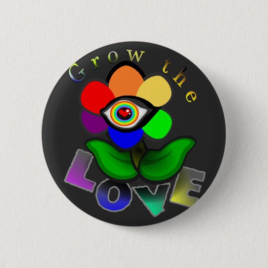 Regenbogen-Liebes-Augen-Blume Button (Vorderseite)