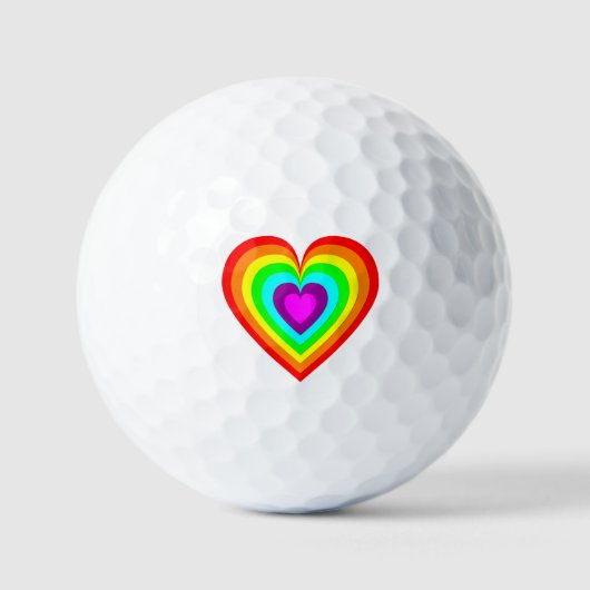 Regenbogen-Liebesherz Golfball (Vorderseite)