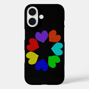 Regenbogen-Liebesherzen iPhone 16 Hülle