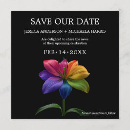 🌈 Regenbogen-Lilie Save the Date — Quadratisch