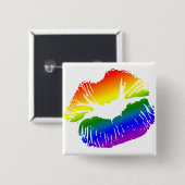 Regenbogen-Lippen 1 Button (Vorne & Hinten)