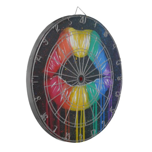 Regenbogen-Lippen Dartscheibe (Vorderseite Links)