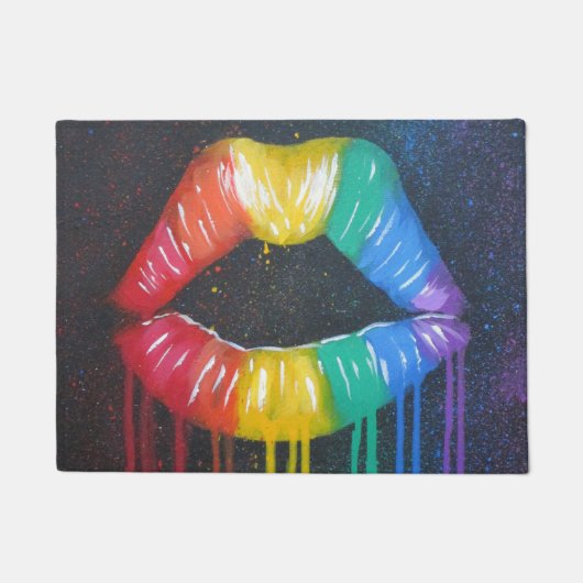 Regenbogen-Lippen Fußmatte (Vorderseite)