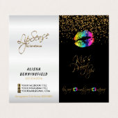 Regenbogen-Lippen-u. Goldconfetti-Anweisungen Visitenkarten (Außenseite Aufgefaltet)