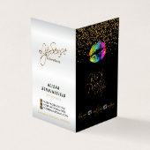 Regenbogen-Lippen-u. Goldconfetti-Anweisungen Visitenkarten (Vorderseite)