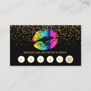Regenbogen-Lippenloyalitäts-Karten auf Schwarzem Treuekarte