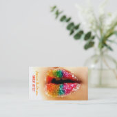 Regenbogen-Lippenstift-Maskenbildner Visitenkarte (Stehend Vorderseite)