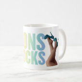 Regenbogen-Logo mit aquamarinem Heels Kaffeetasse (VorderseiteRechts)