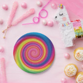 Regenbogen Lollypop bunter Strudel Pappteller (Party)