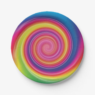 Regenbogen Lollypop bunter Strudel Pappteller