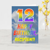 Regenbogen-Look "12" & "HAPPY BIRTHDAY", Wolken, H Karte (Gelbe Blume)