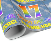 Regenbogen-Look "17" & "GLÜCKLICHER GEBURTSTAG", W Geschenkpapier (Rolleneckpunkt)