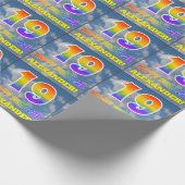 Regenbogen-Look "19" & "GLÜCKLICHER GEBURTSTAG", W Geschenkpapier (Ecke)