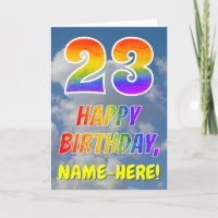 Regenbogen-Look "23" & "HAPPY BIRTHDAY", Wolken, H