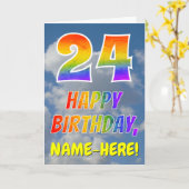 Regenbogen-Look "24" & "HAPPY BIRTHDAY", Wolken, H Karte (Gelbe Blume)